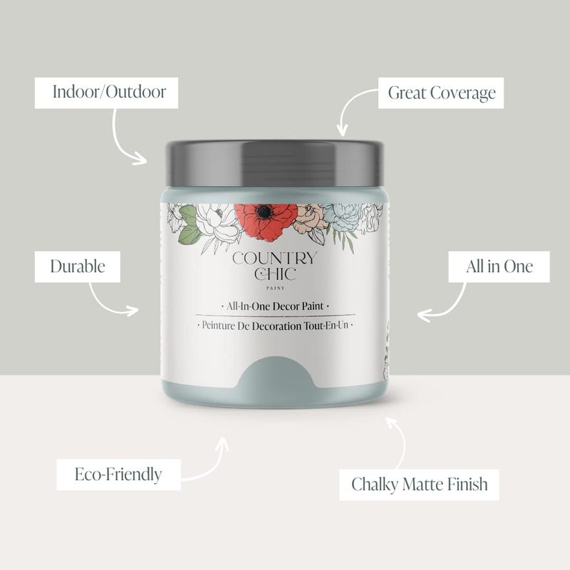 Country Chic Paint Country Chic All-in-One Chalk Paint for Furniture, Cabinets, Home Decor, Eco-Friendly, Matte Finish, Built-In Primer & Top Coat for Wood, Metal - Dune Grass (Green) - 4 oz (118 ml) - Image 2